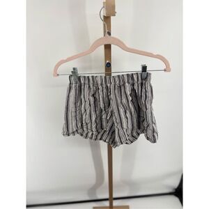 Brandy Melville black white stripe shorts size small 100% cotton elastic waist